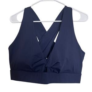 NWT Fabletics Deep Navy Padded Key Hole Oasis Twist Sports Bra Size 2XL
